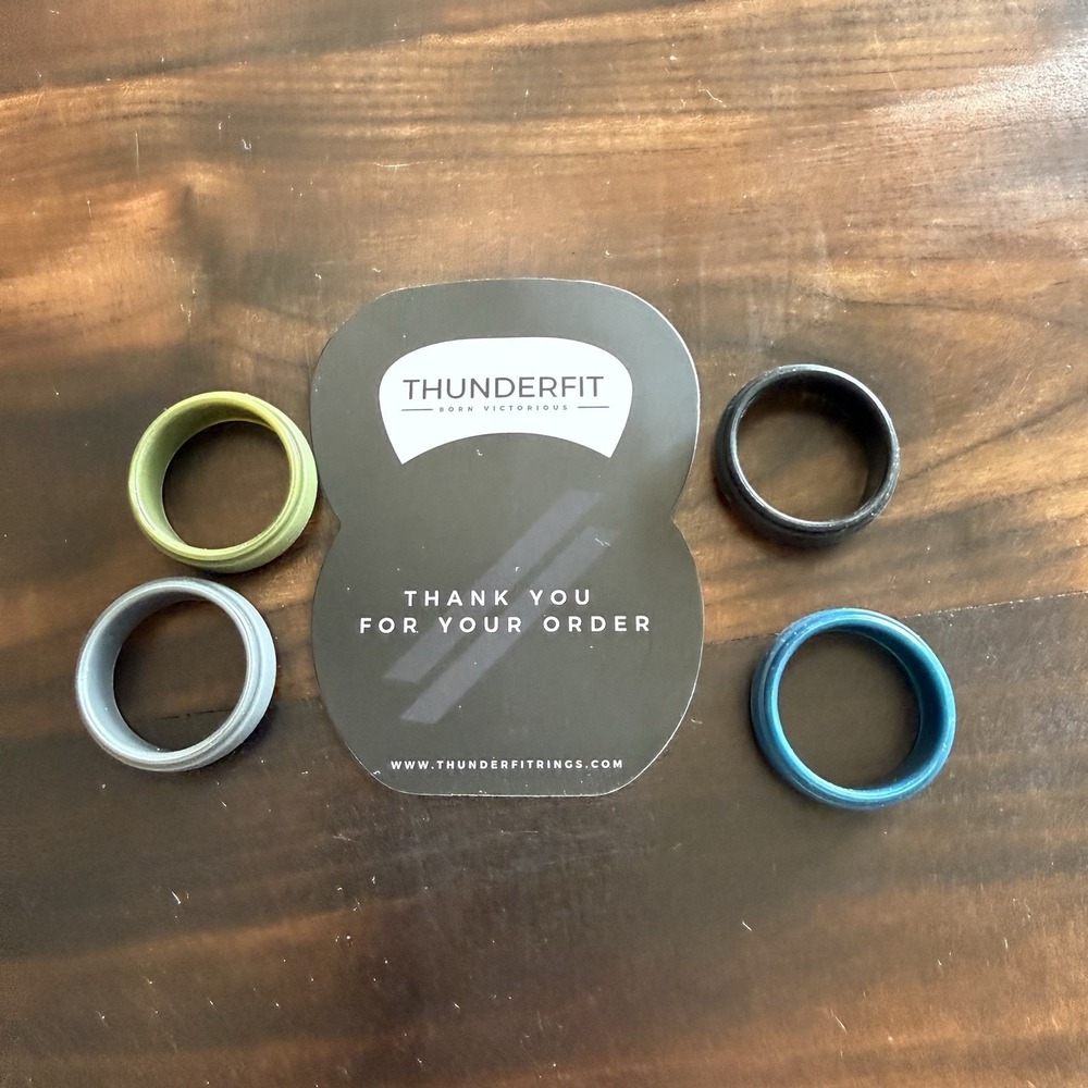 ThunderFit Silicone Wedding Bands Rings Men Flexible Sports Set of 4